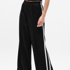 Athleta Black Track Pants with White Stripes